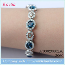 2015 fashion bijouterie 18k italian gold jewelry blue sapphire gemstone bracelets